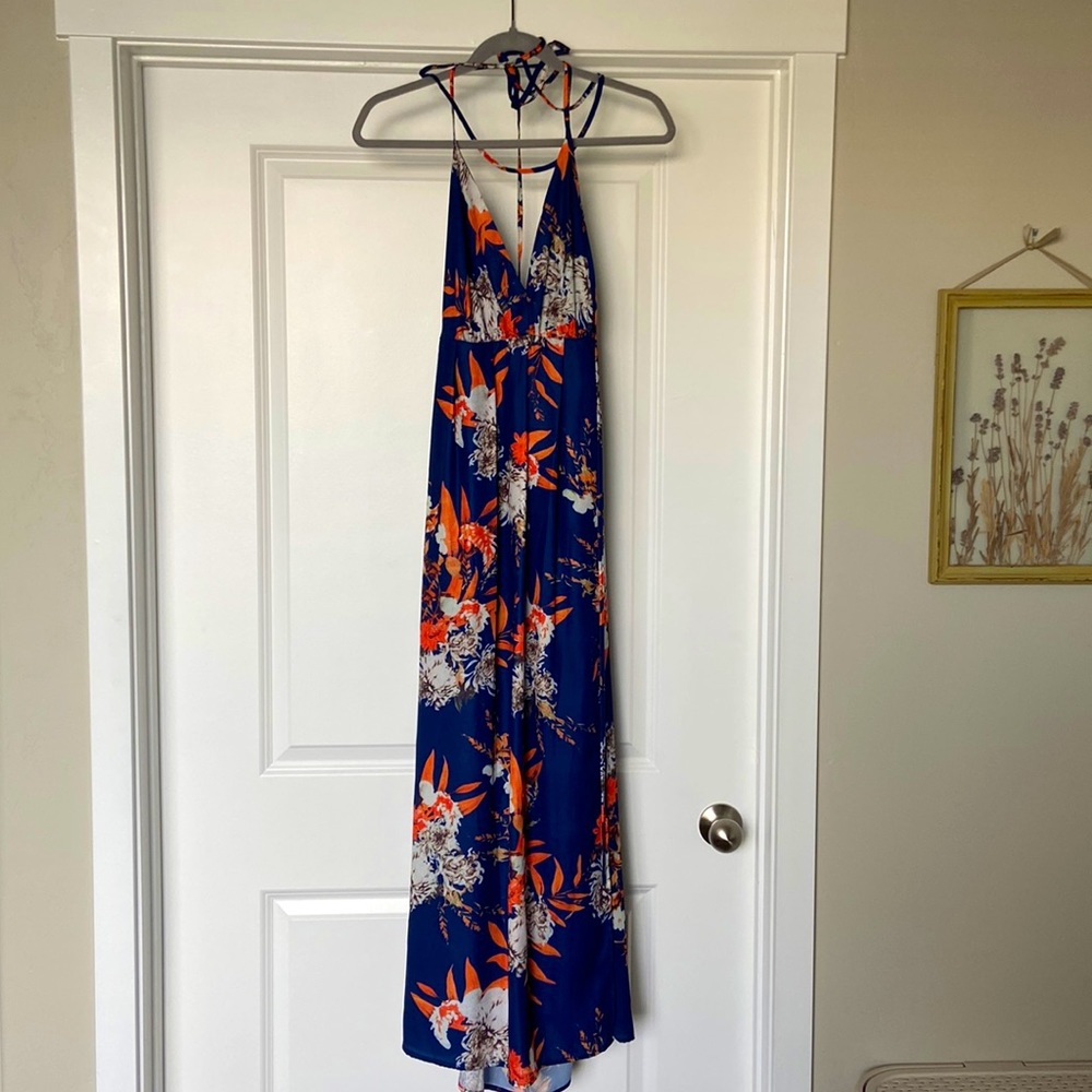 Halter maxi floral dress